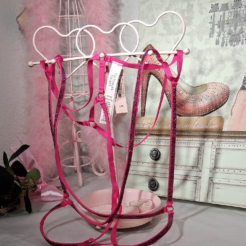 VICTORIA'S SECRET Very Sexy Pink Rhingstones  String Thong NWT  2060
